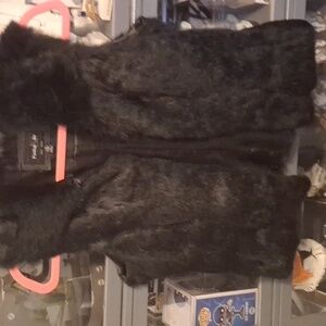 Pasha&Jo Rabbit Fur Vest Hook And Eye Satin Lined Small